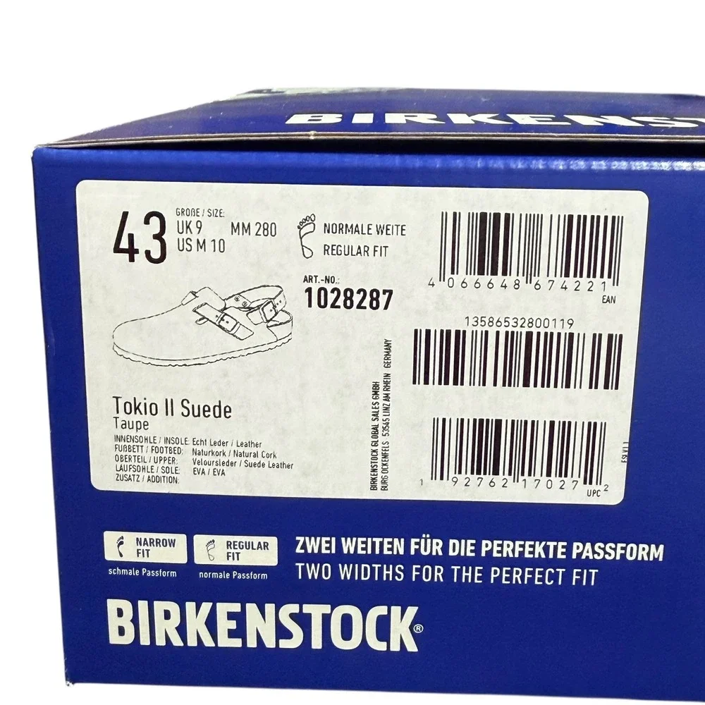 Birkenstock Tokio II Sand Suede Clogs Mules Sandals Mens 10 Adjustable Strap NIB